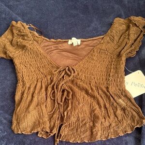 Brown Ruched Women's Top